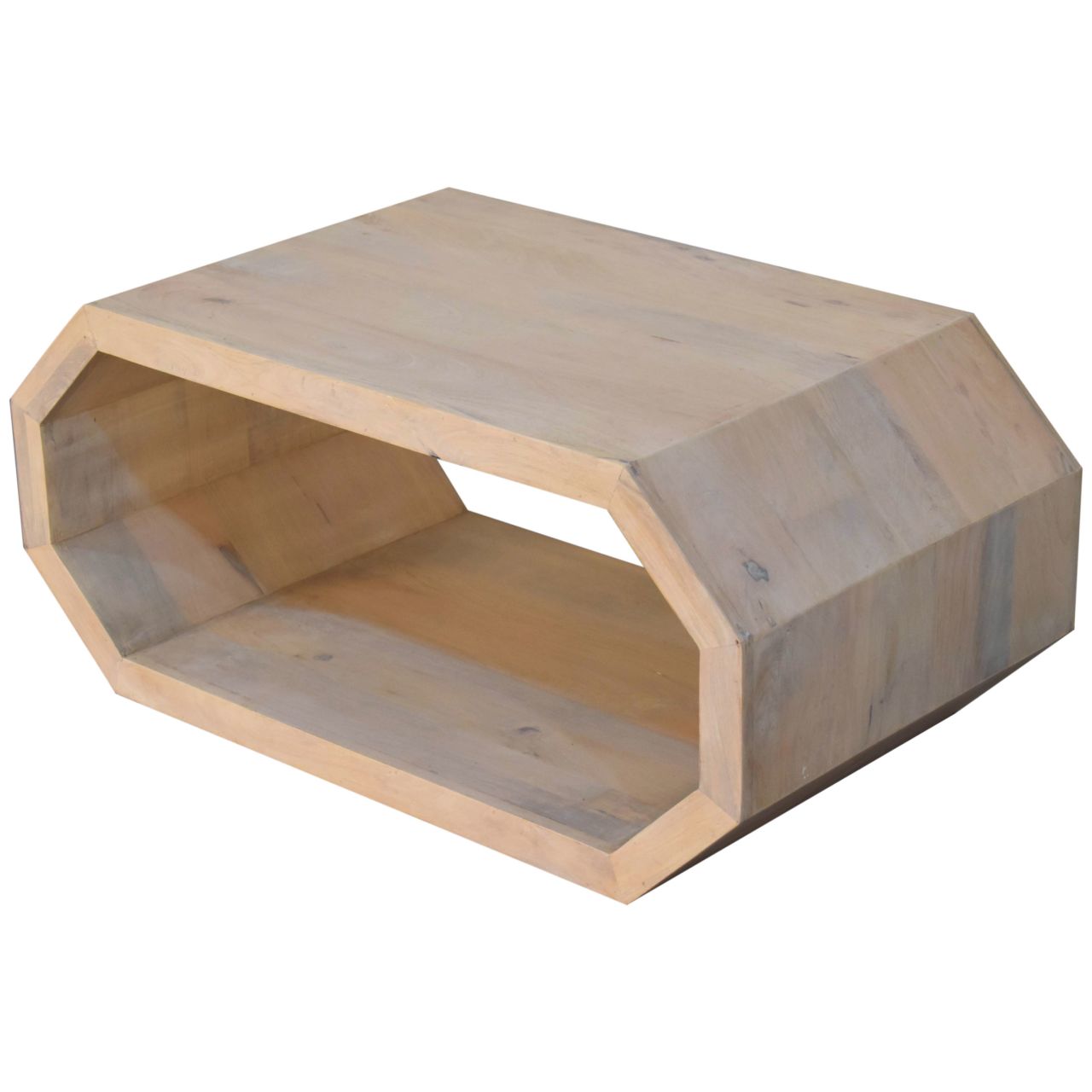 Solid Mango Wood Lime Marble Finished Hexagonal Coffee Table - Image 7