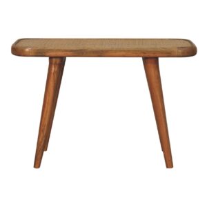 Solid Mango Wood Natural Finished Rounded Corners Larissa Rattan Bench