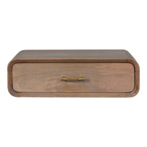 Solid Mango Wood Oak Finished 1 Drawer Sonoma T-bar Wall Mounted Bedside