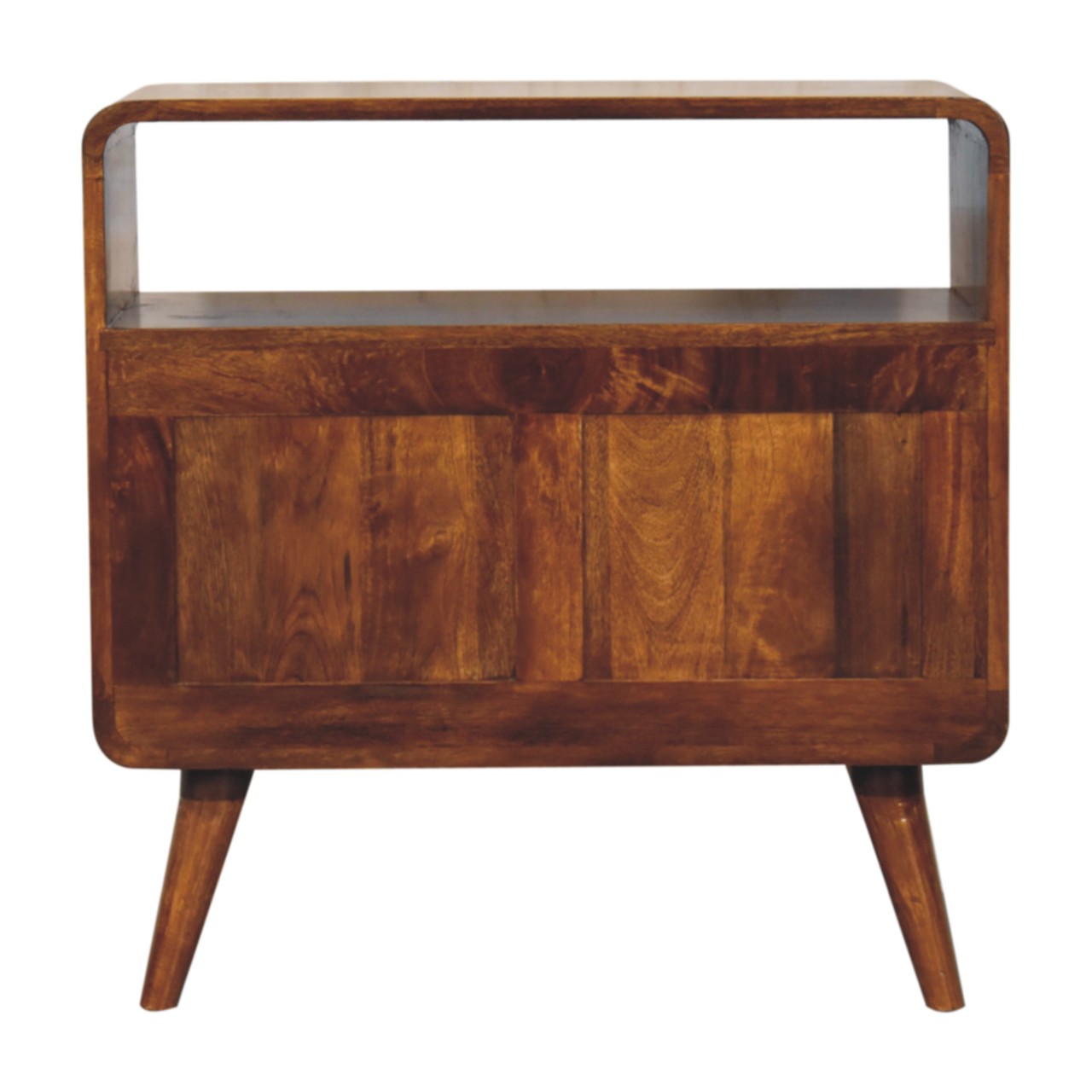 Solid Mango Wood Chestnut Finished 2 Drawer Curved Nordic Charm Chest - Image 9