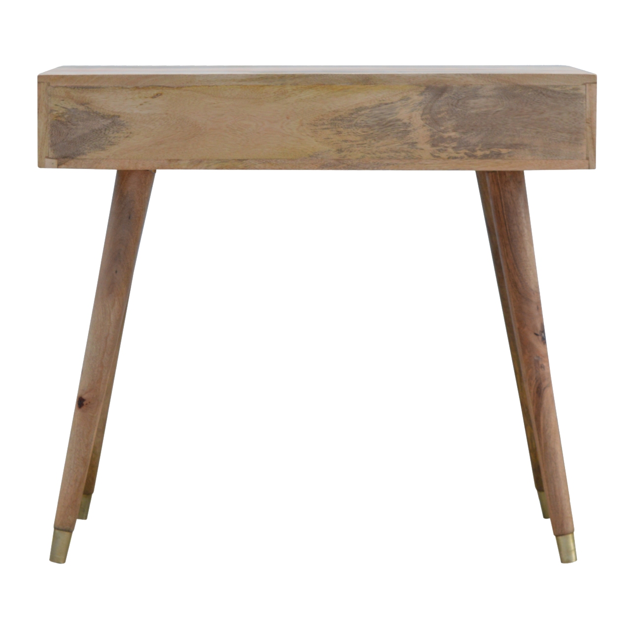 Solid Mango Wood Scandinavian Style Brass Geometric Drawer Front Desk - Image 9
