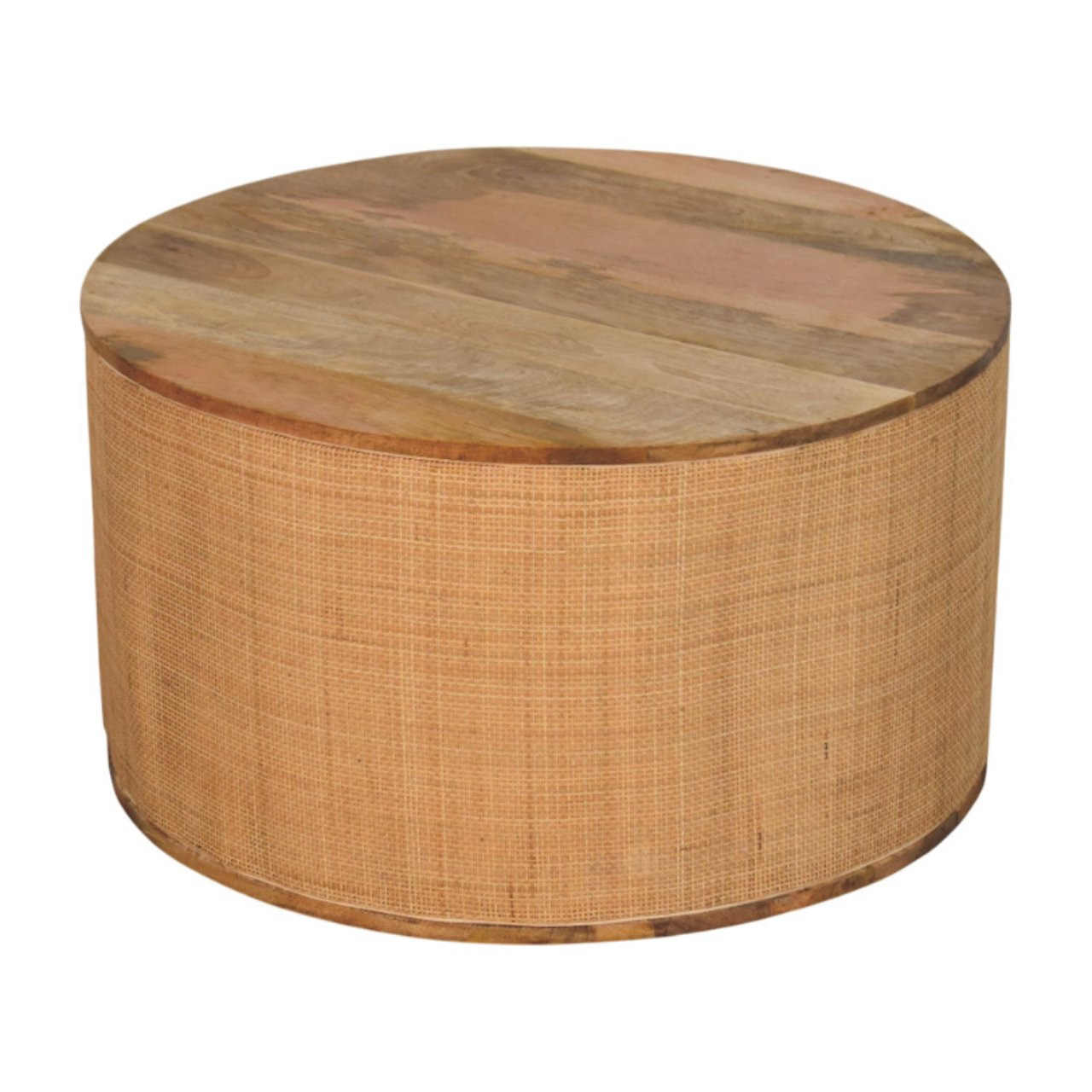 Solid Mango Wood Natural Finished Larissa Round Coffee Table - Image 3