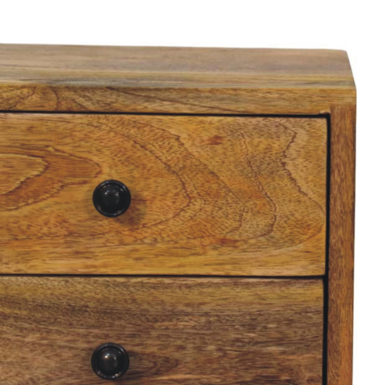 Solid Mango Wood Oak Finished 2 Drawer Solis Wall Mounted Nightstand - Image 6