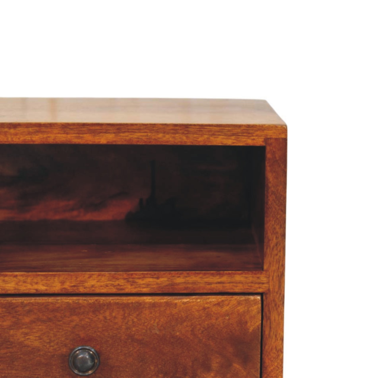Solid Mango Wood Chestnut Finished 1 Drawer Solis Wall Mounted Nightstand - Image 4