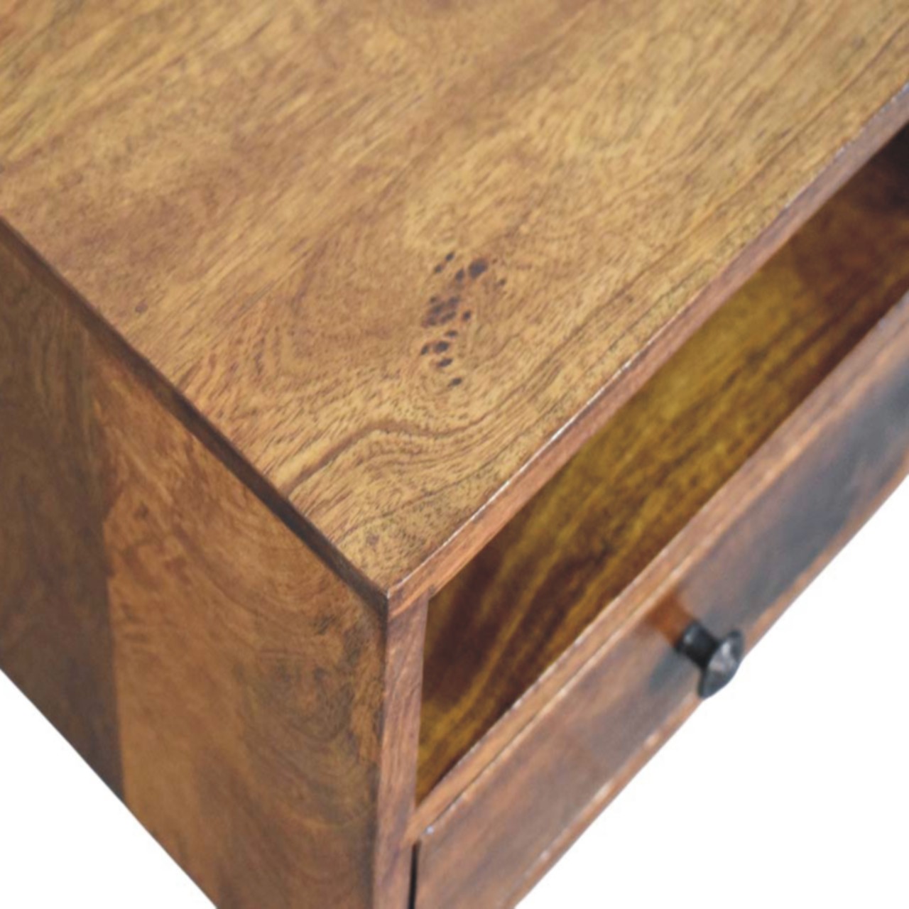 Solid Mango Wood Chestnut Finished 1 Drawer Solis Wall Mounted Nightstand - Image 5