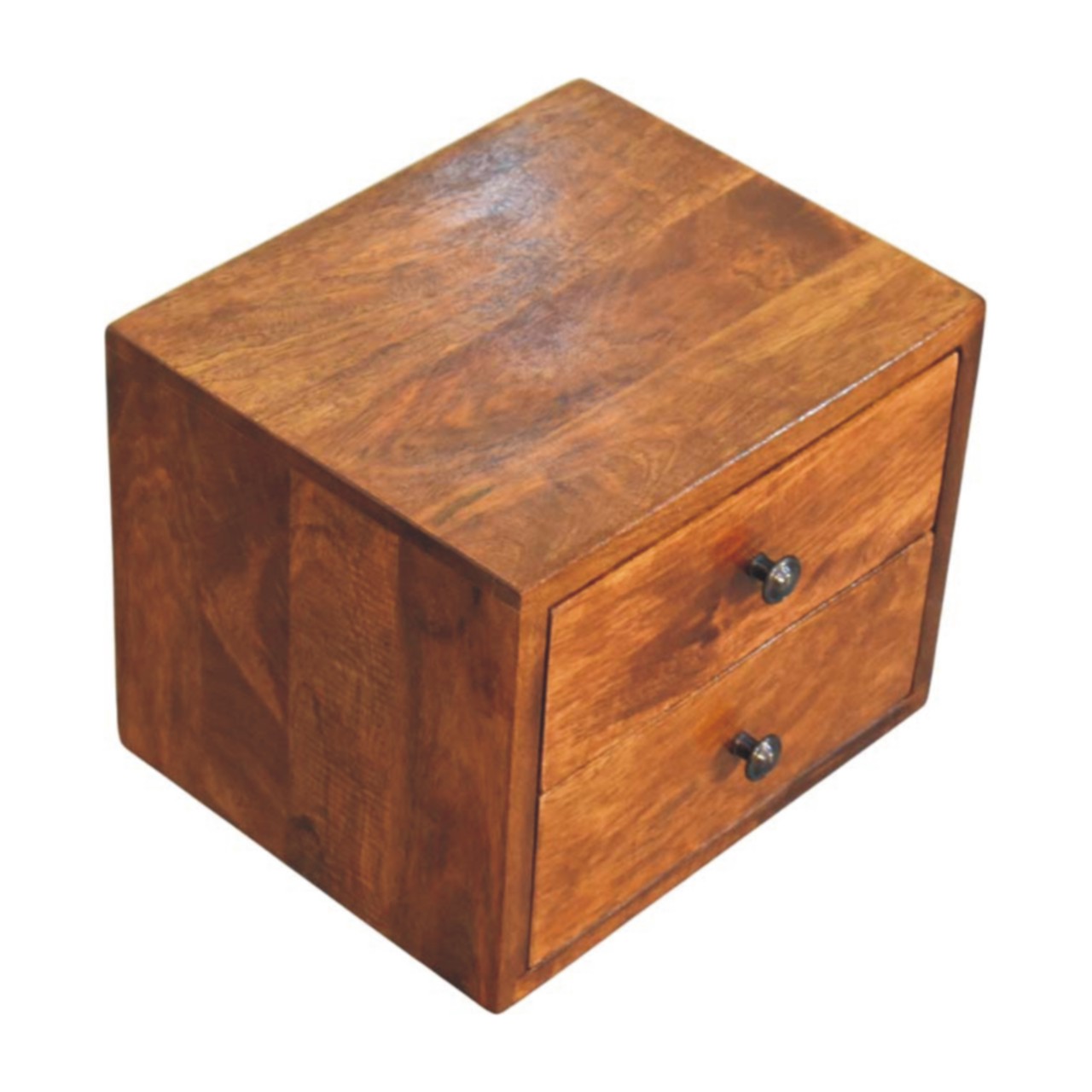Solid Mango Wood Chestnut Finished Solis 2-Drawer Wall Mounted Nightstand - Image 5