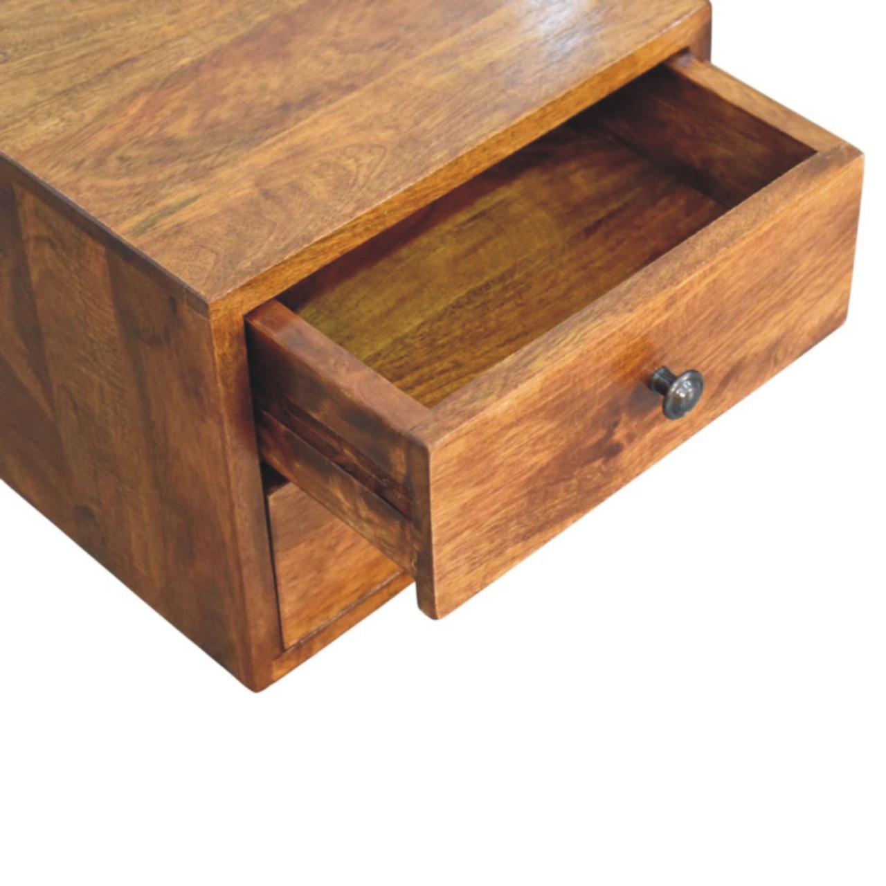 Solid Mango Wood Chestnut Finished Solis 2-Drawer Wall Mounted Nightstand - Image 6
