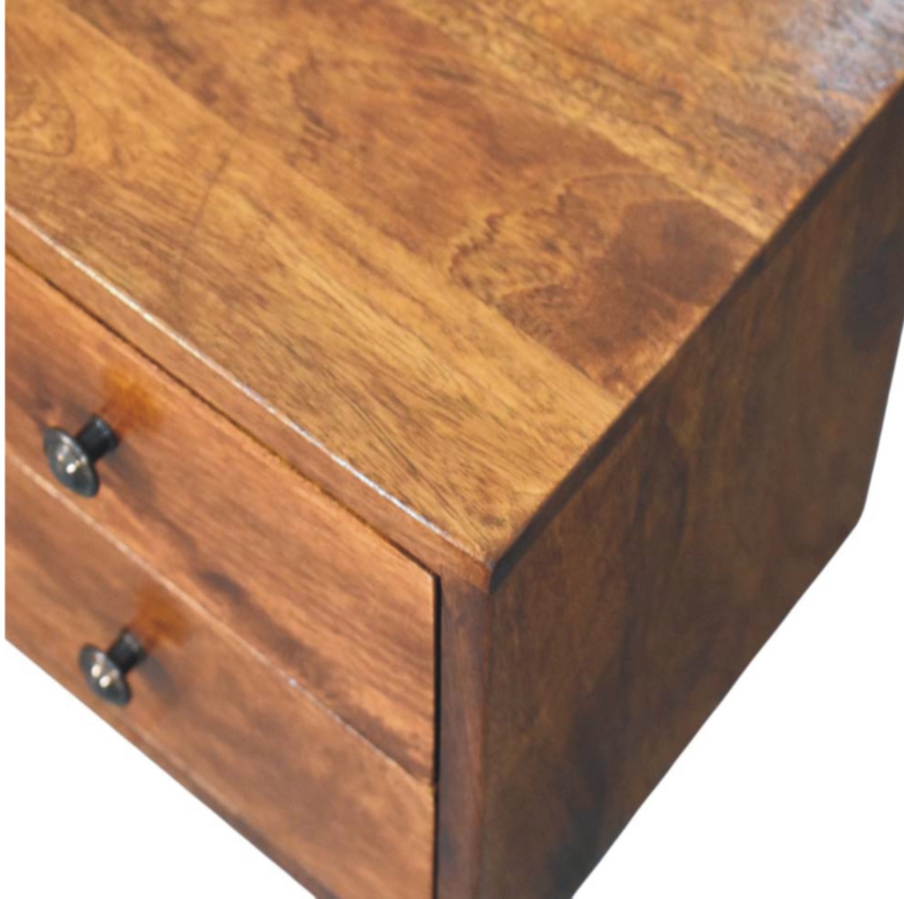 Solid Mango Wood Chestnut Finished Solis 2-Drawer Wall Mounted Nightstand - Image 7