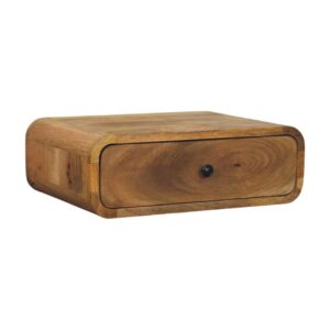 Solid Mango Wood Avora Wall-Mounted Oak Finished 1 Drawer Nightstand