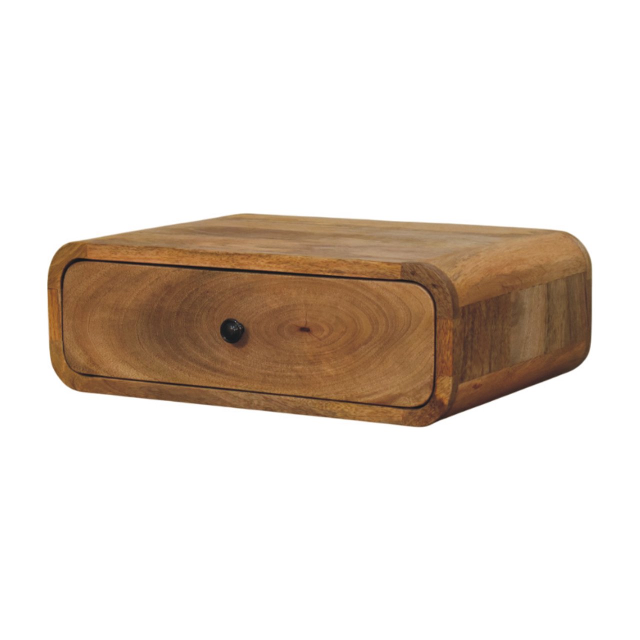 Solid Mango Wood Avora Wall-Mounted Oak Finished 1 Drawer Nightstand - Image 2