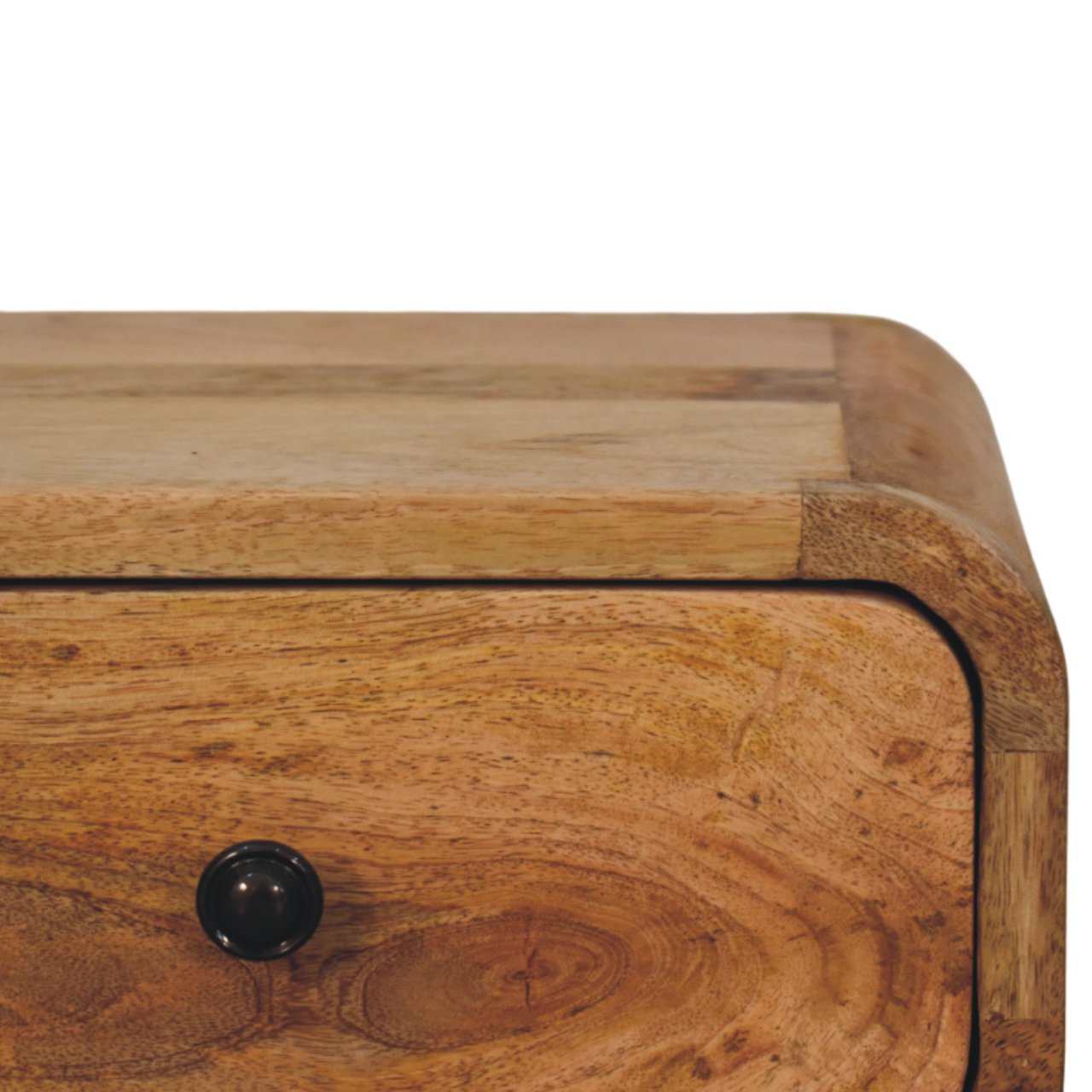 Solid Mango Wood Oak Finished 1 Drawer Avora Mini Wall Mounted Nightstand - Image 3