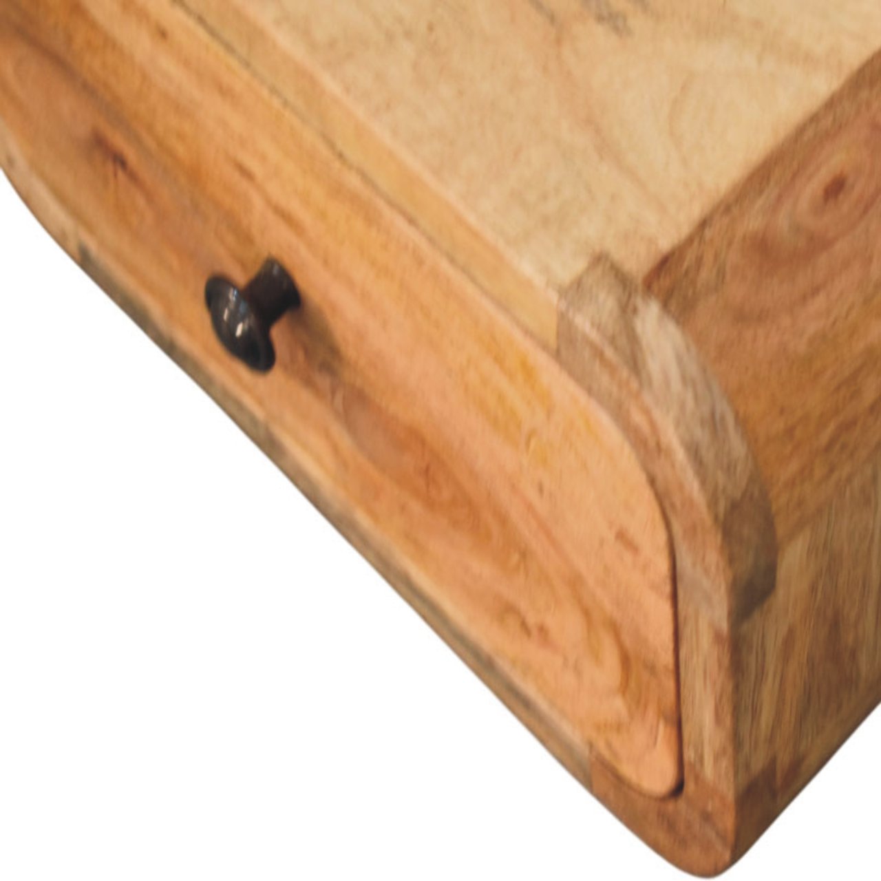 Solid Mango Wood Oak Finished 1 Drawer Avora Mini Wall Mounted Nightstand - Image 5