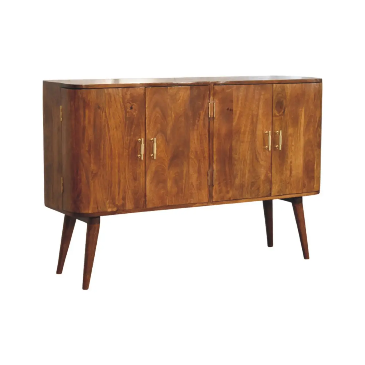 Solid Mango Wood Natural Finish 4 Door Linden Sideboard - Image 4