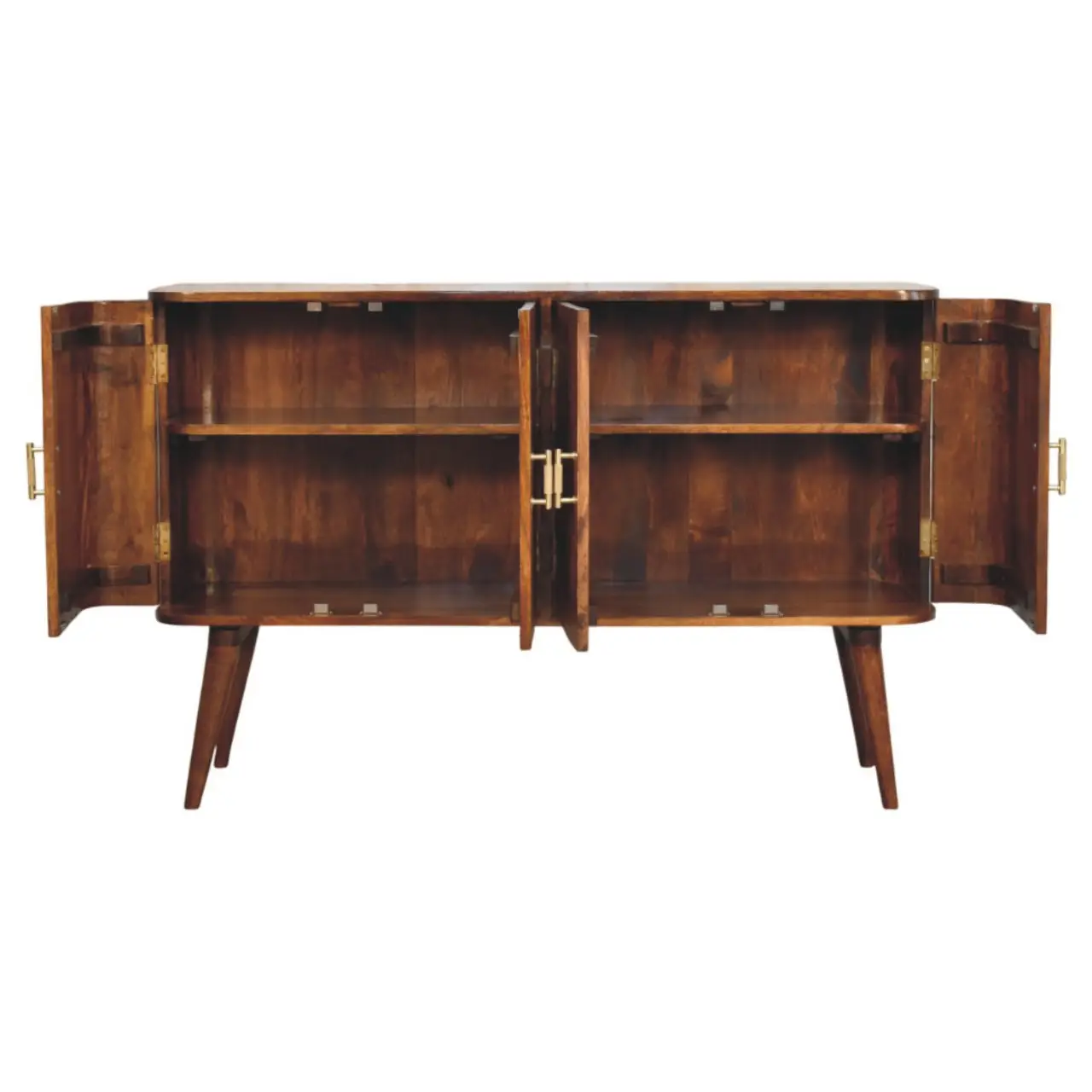 Solid Mango Wood Natural Finish 4 Door Linden Sideboard - Image 2