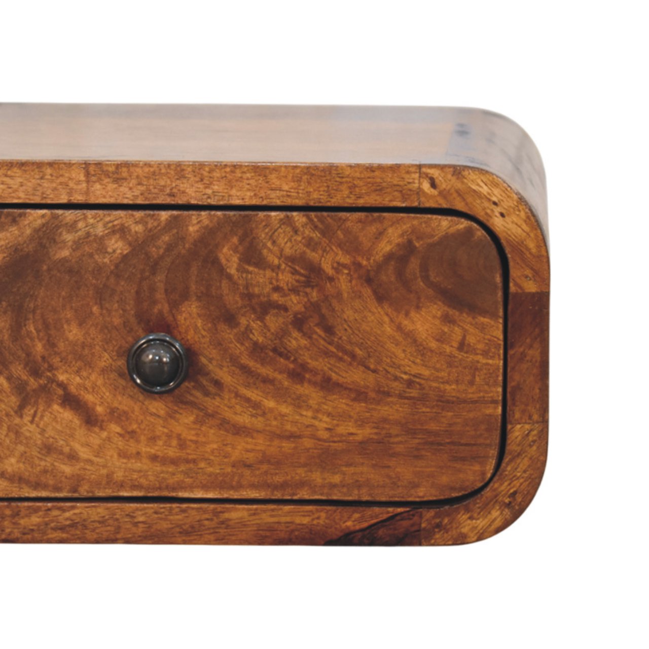 Solid Mango Wood Chestnut Finished 1 Drawer Avora Mini Wall-Mounted Nightstand - Image 3