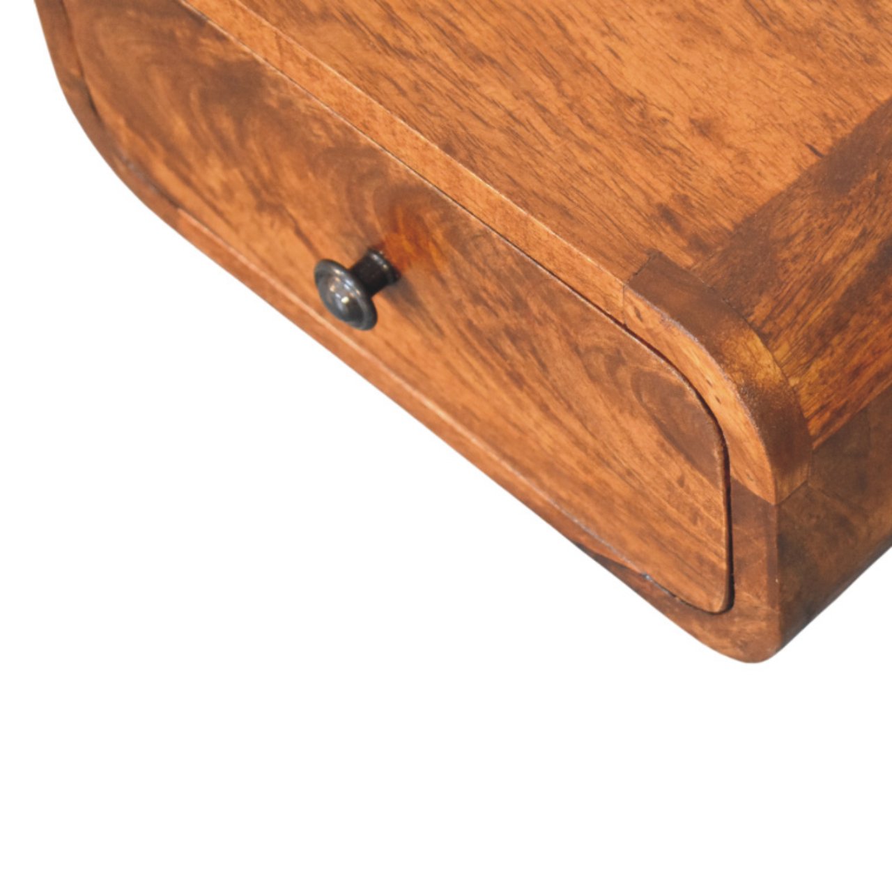 Solid Mango Wood Chestnut Finished 1 Drawer Avora Mini Wall-Mounted Nightstand - Image 5