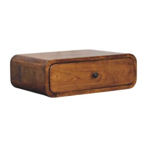 Solid Mango Wood Chestnut Finished 1 Drawer Avora Wall-Mounted Nightstand