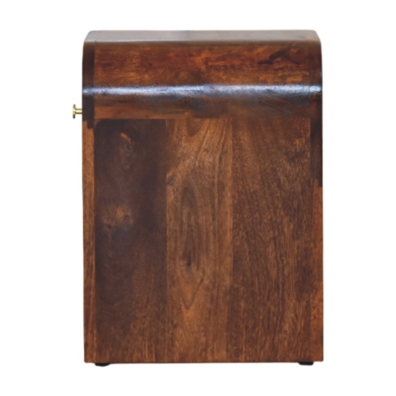 Solid Mango Wood Chestnut Finished 1 Drawer Mini Darcy Curved Nightstand - Image 7