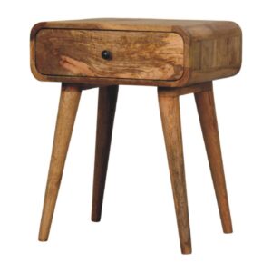 Solid Mango Wood Oak Finished 1 Drawer Avora Nightstand
