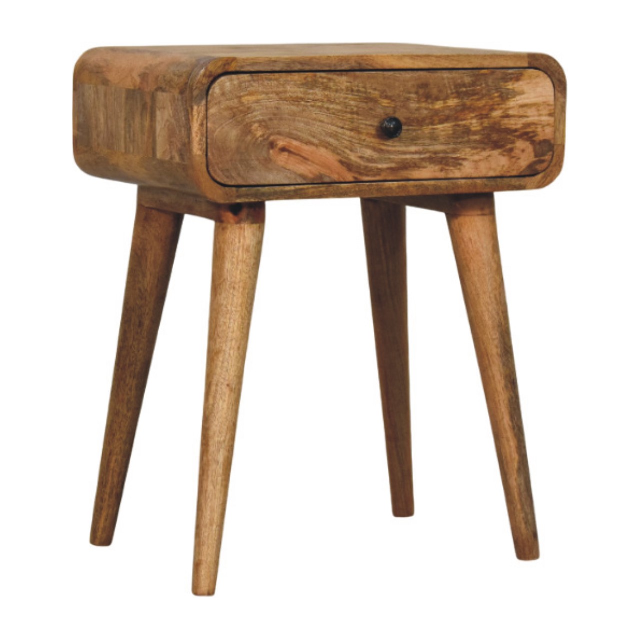 Solid Mango Wood Oak Finished 1 Drawer Avora Nightstand - Image 2