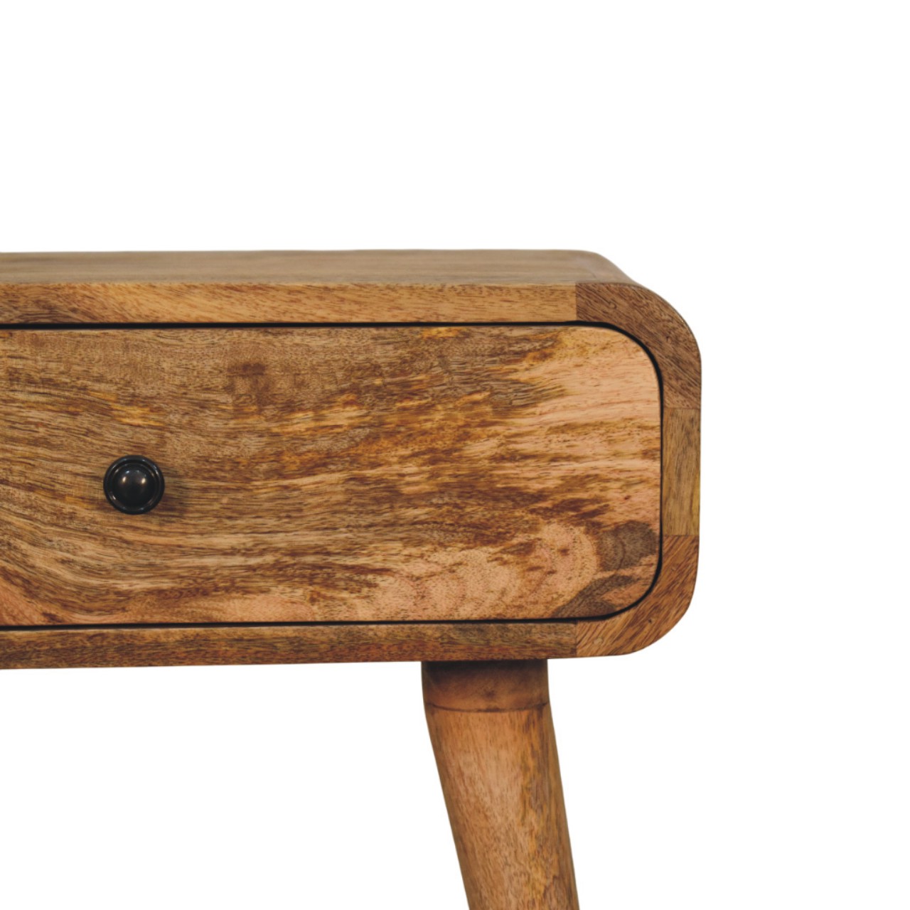 Solid Mango Wood Oak Finished 1 Drawer Avora Nightstand - Image 3