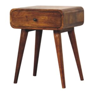 Solid Mango Wood Chestnut Finished 1 Drawer Avora Nightstand