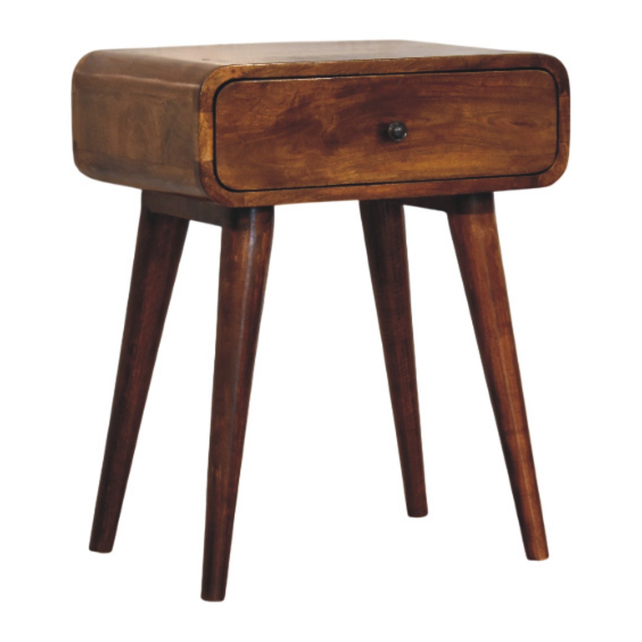 Solid Mango Wood Chestnut Finished 1 Drawer Avora Nightstand - Image 2