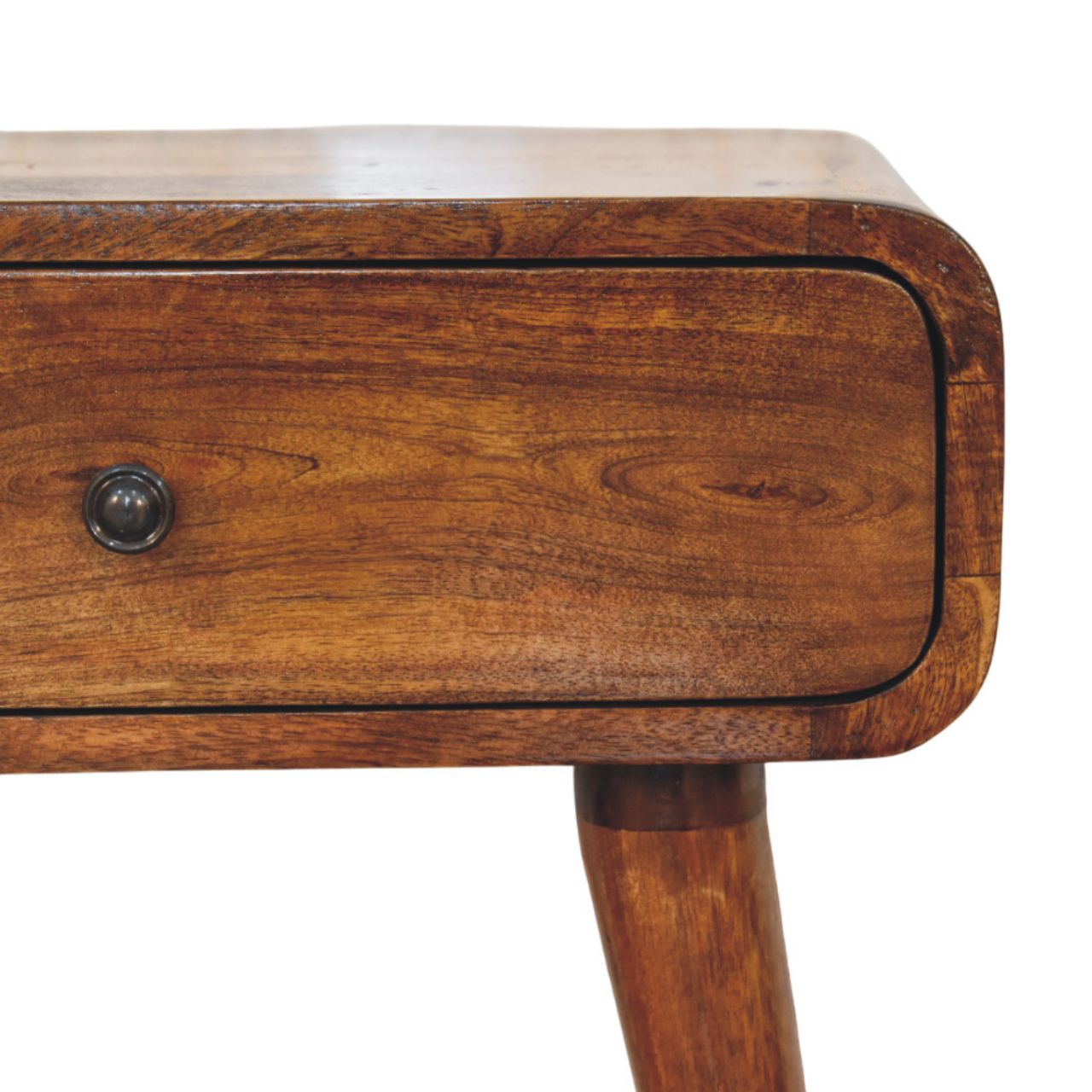 Solid Mango Wood Chestnut Finished 1 Drawer Avora Nightstand - Image 3