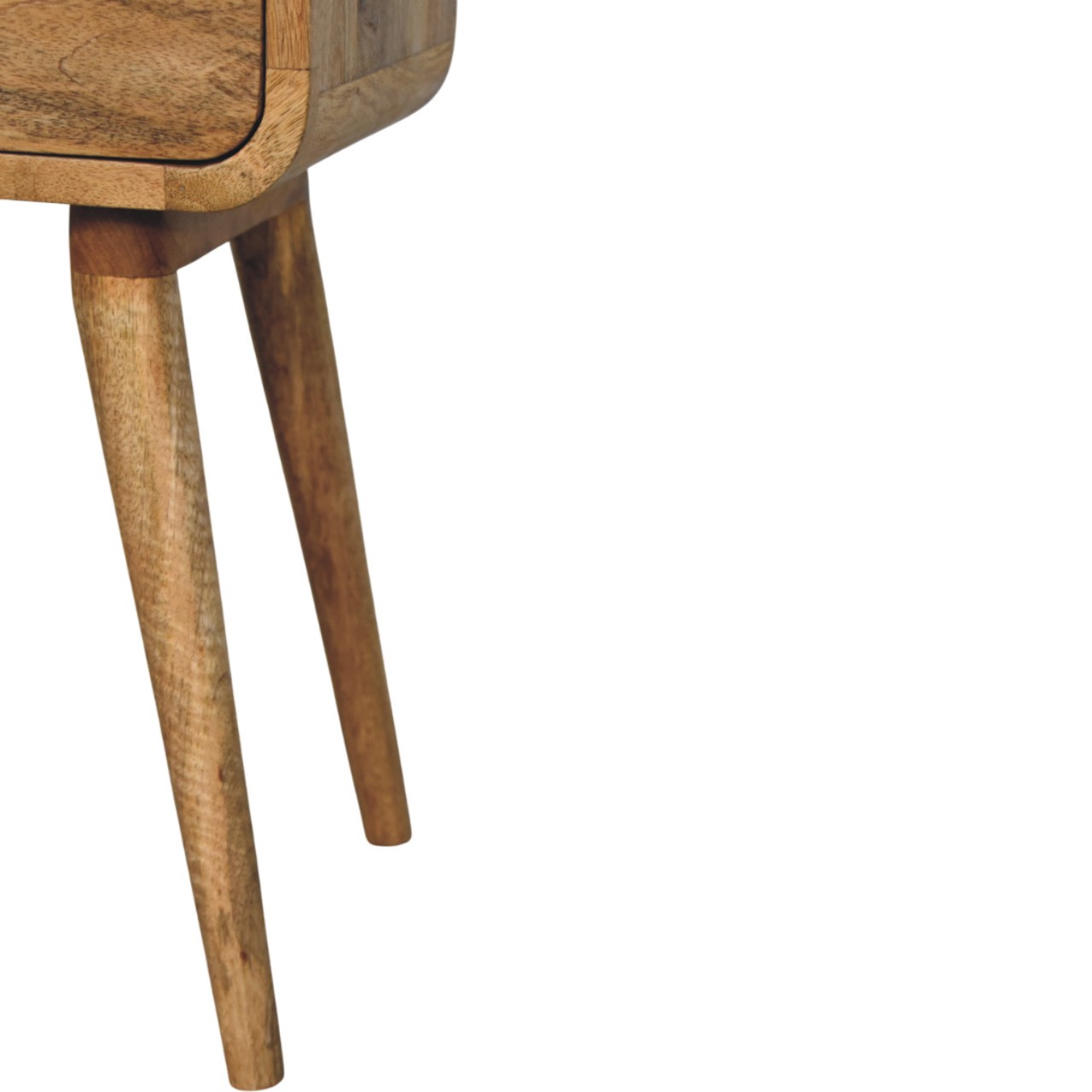 Solid Mango Wood Oak Finished 1 Drawer Avora Mini Nightstand - Image 6