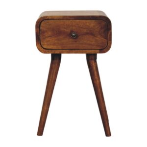 Solid Mango Wood Chestnut Finished 1 Drawer Avora Mini Nightstand