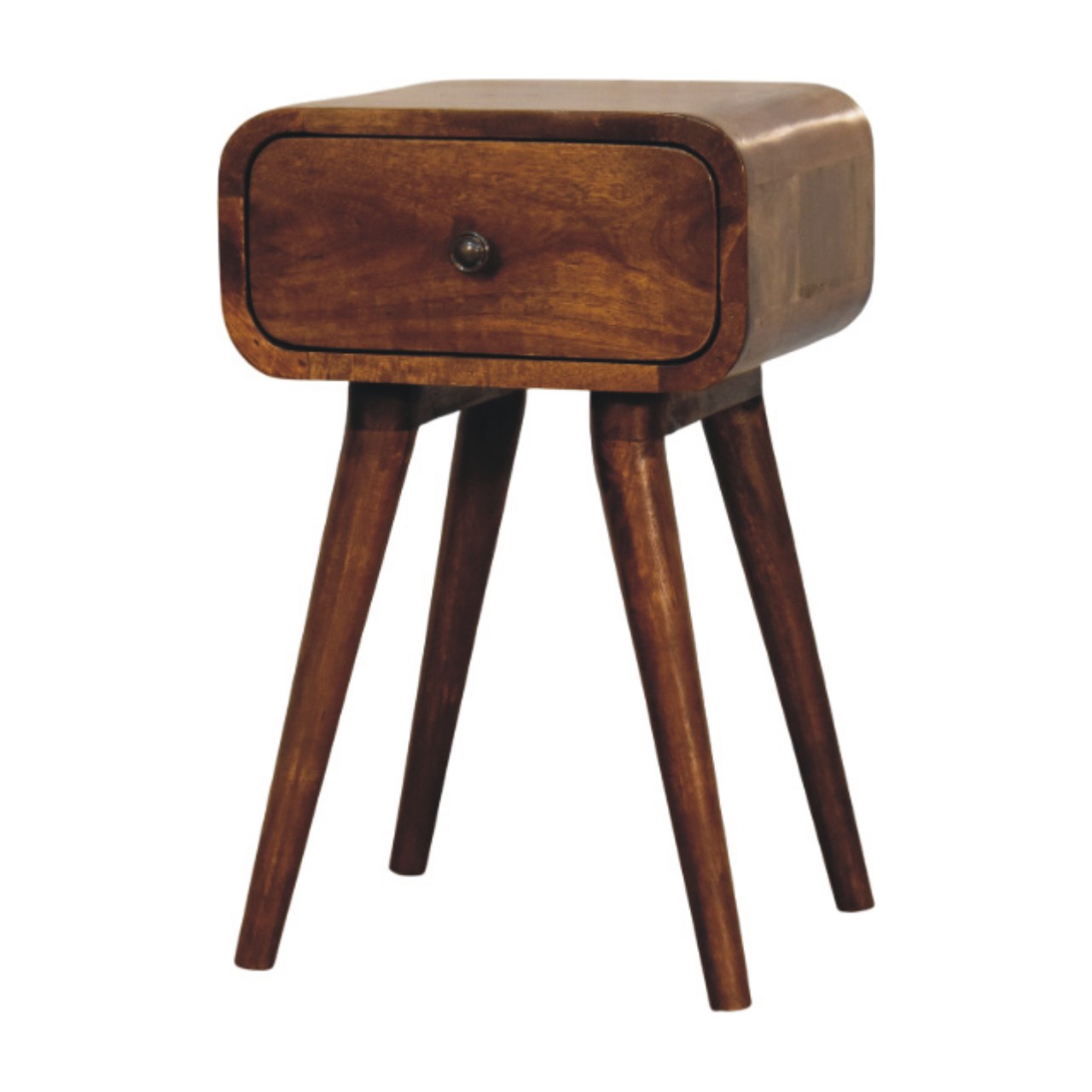 Solid Mango Wood Chestnut Finished 1 Drawer Avora Mini Nightstand - Image 2