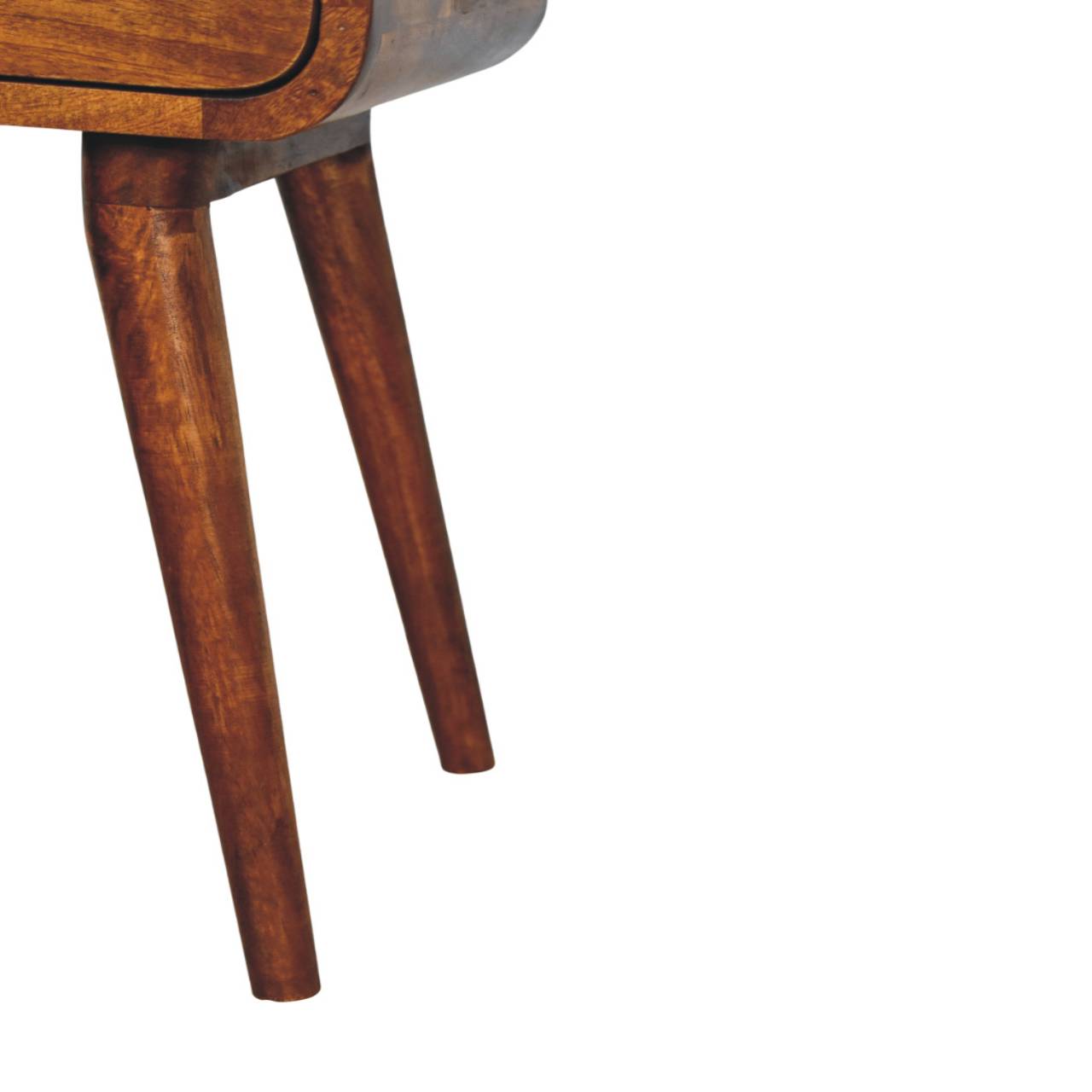 Solid Mango Wood Chestnut Finished 1 Drawer Avora Mini Nightstand - Image 7