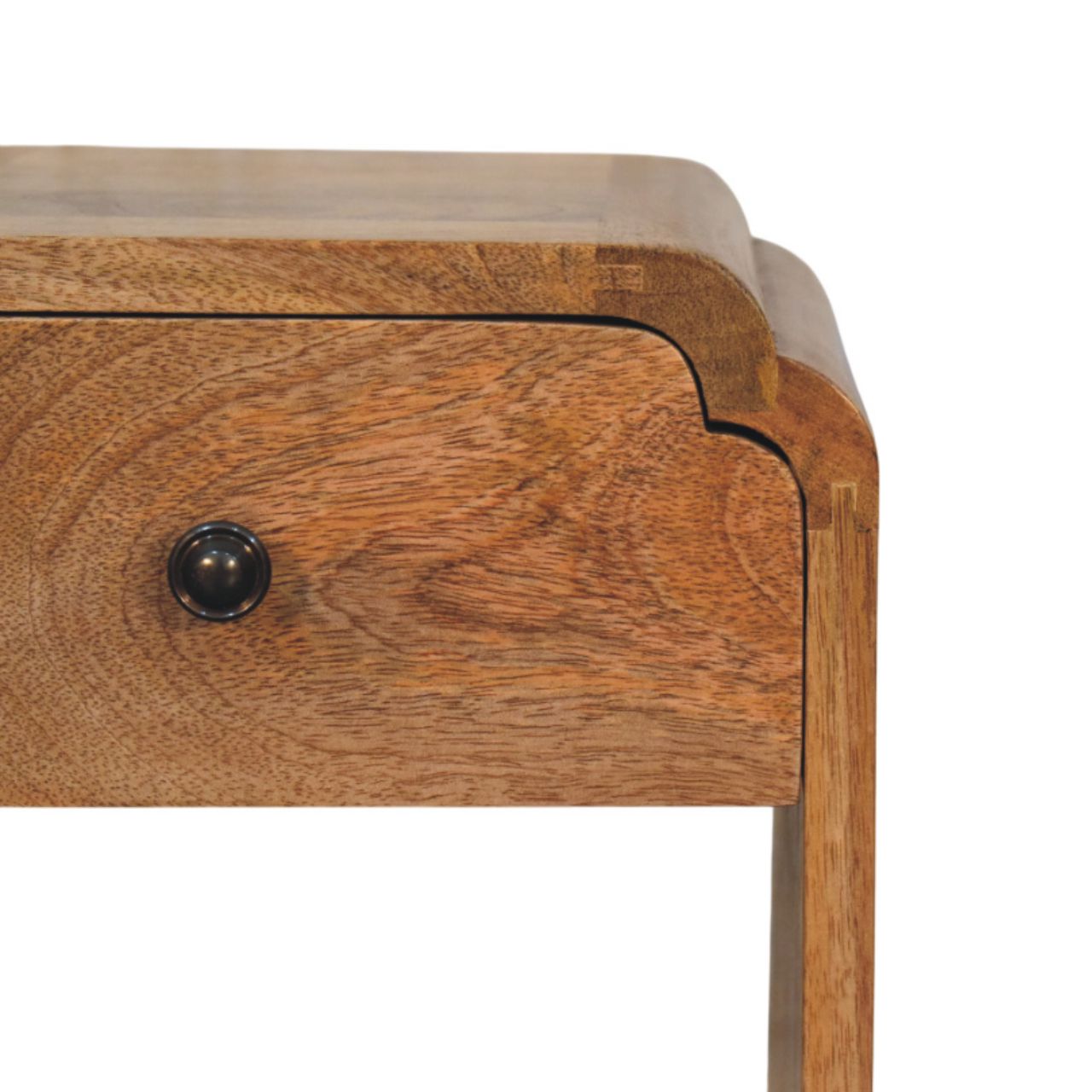 Solid Mango Wood Oak Finished 1 Drawer 1 Slot Newton Mini Nightstand - Image 3