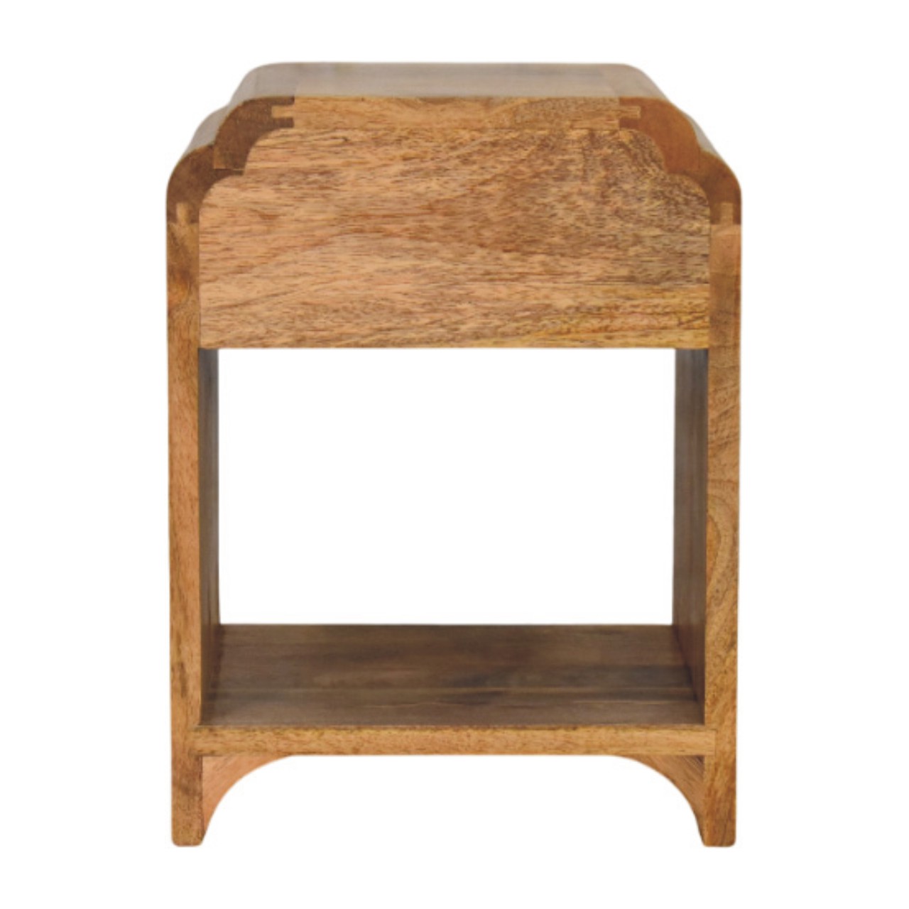 Solid Mango Wood Oak Finished 1 Drawer 1 Slot Newton Mini Nightstand - Image 8