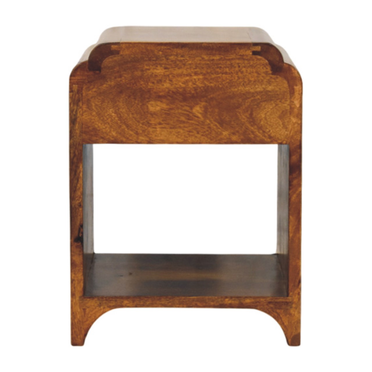 Solid Mango Wood Chestnut Finished 1 Drawer 1 Slot Newton Mini Nightstand - Image 8