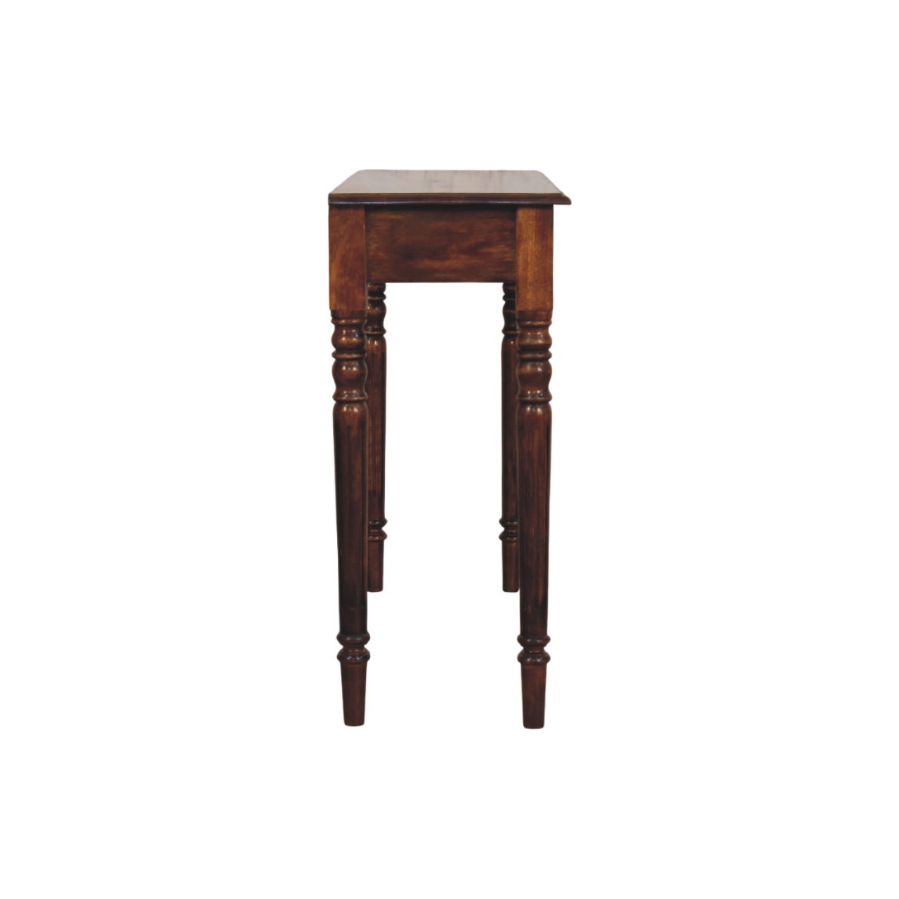 Solid Mango Wood Chestnut Finished 3 Drawer Turned Legs Console - Image 8
