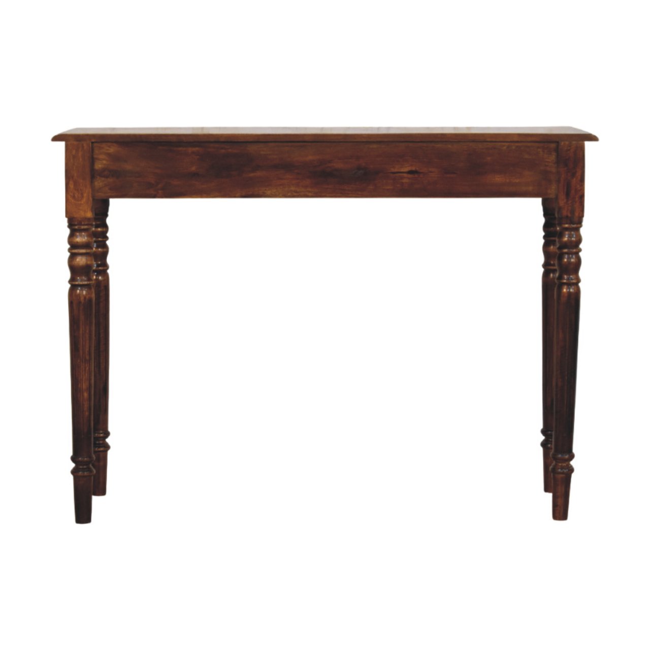 Solid Mango Wood Chestnut Finished 3 Drawer Turned Legs Console - Image 9