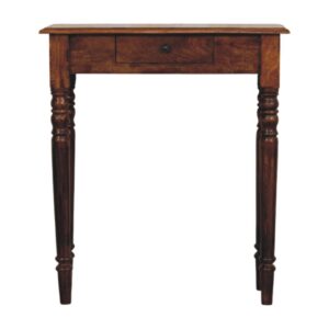Solid Mango Wood Chestnut Finished Turned Legs 1 Drawer Console