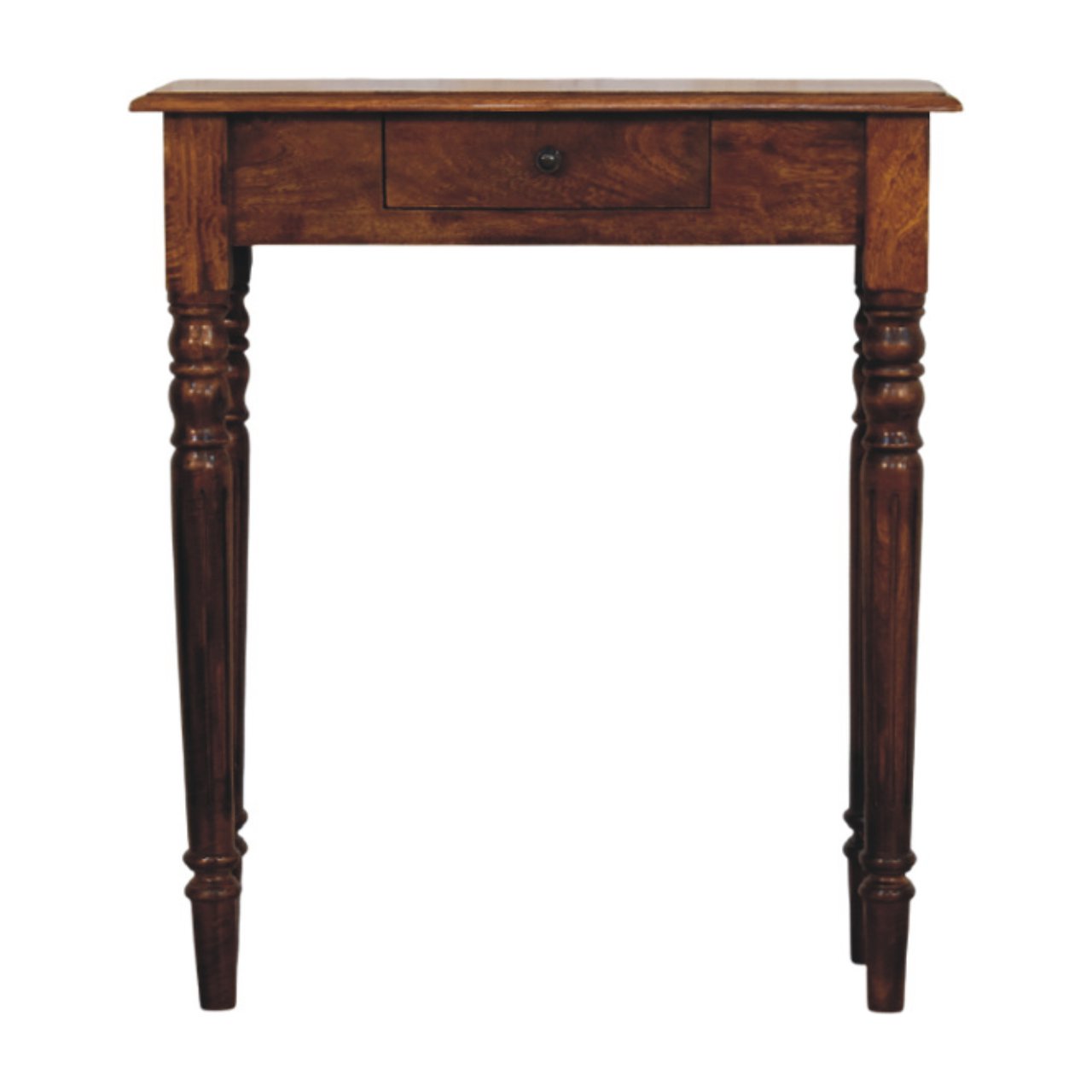 Solid Mango Wood Chestnut Finished Turned Legs 1 Drawer Console