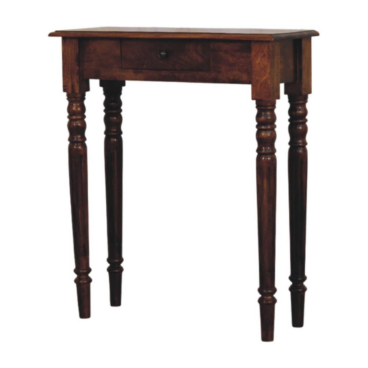 Solid Mango Wood Chestnut Finished Turned Legs 1 Drawer Console - Image 2