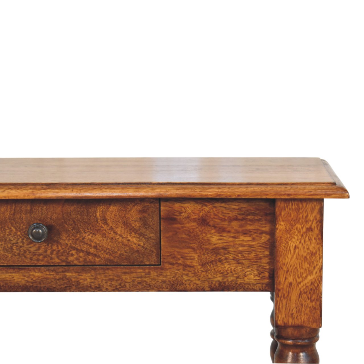 Solid Mango Wood Chestnut Finished Turned Legs 1 Drawer Console - Image 4