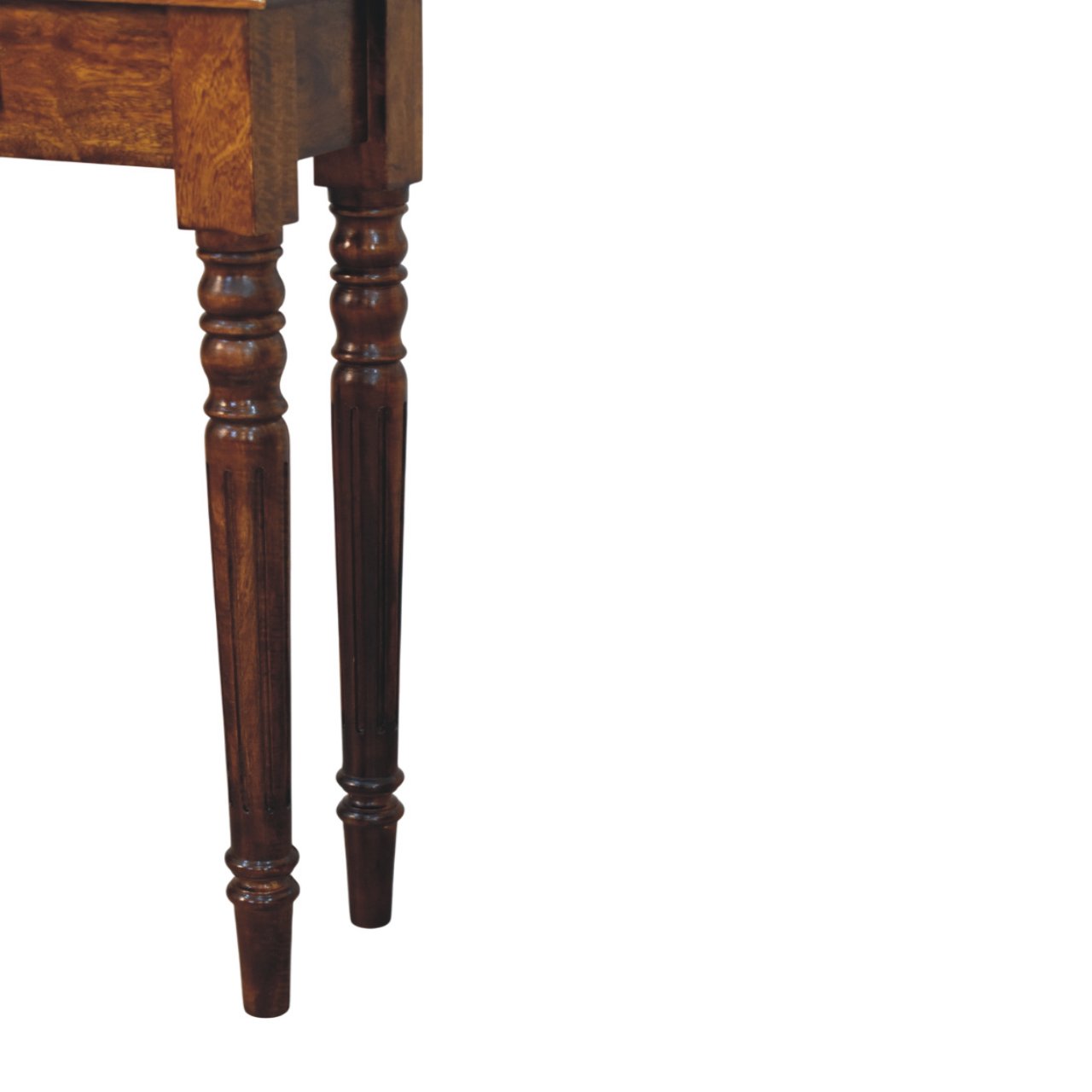 Solid Mango Wood Chestnut Finished Turned Legs 1 Drawer Console - Image 7