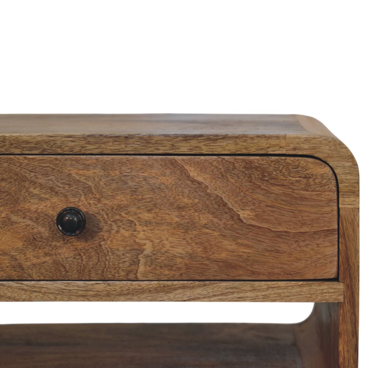 Solid Mango Wood Oak Finish 1 Drawer 1 Slot Avora Nightstand - Image 4
