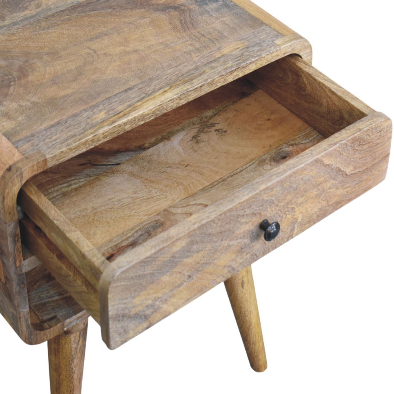 Solid Mango Wood Oak Finish 1 Drawer 1 Slot Avora Nightstand - Image 6