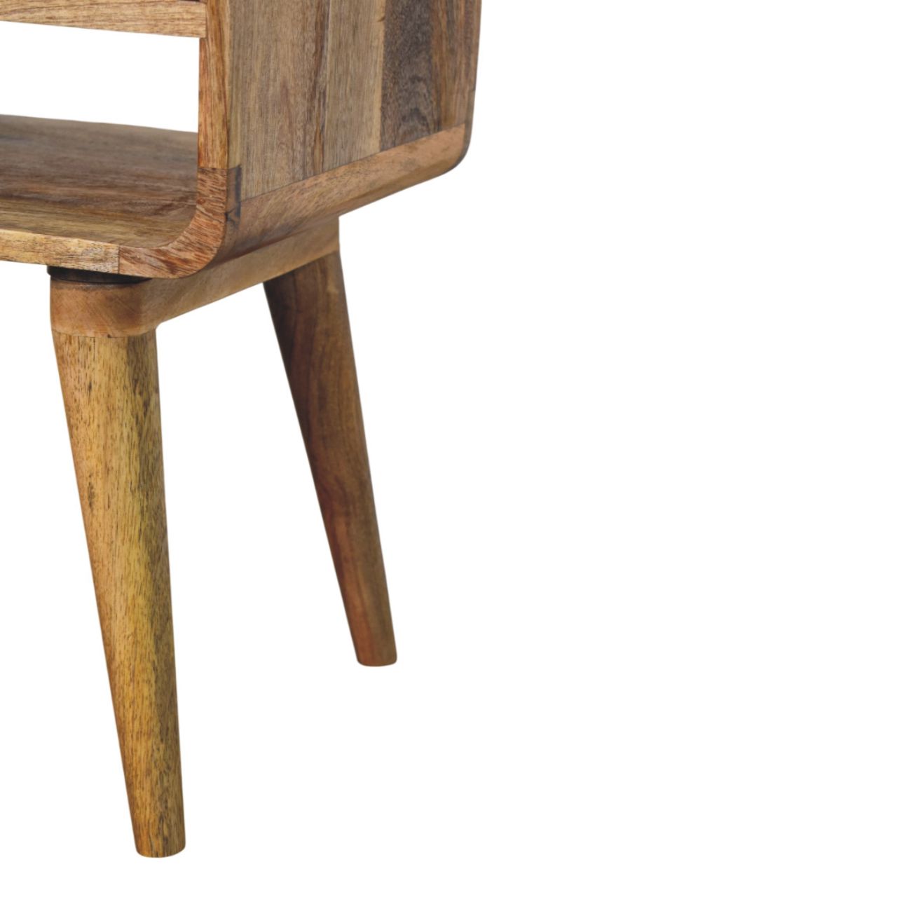 Solid Mango Wood Oak Finish 1 Drawer 1 Slot Avora Nightstand - Image 7
