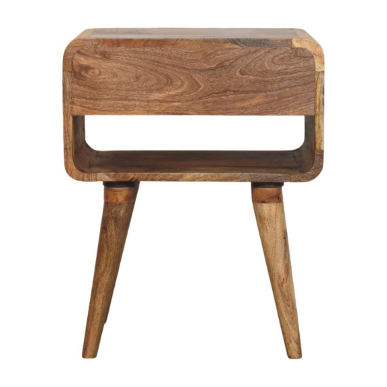 Solid Mango Wood Oak Finish 1 Drawer 1 Slot Avora Nightstand - Image 9