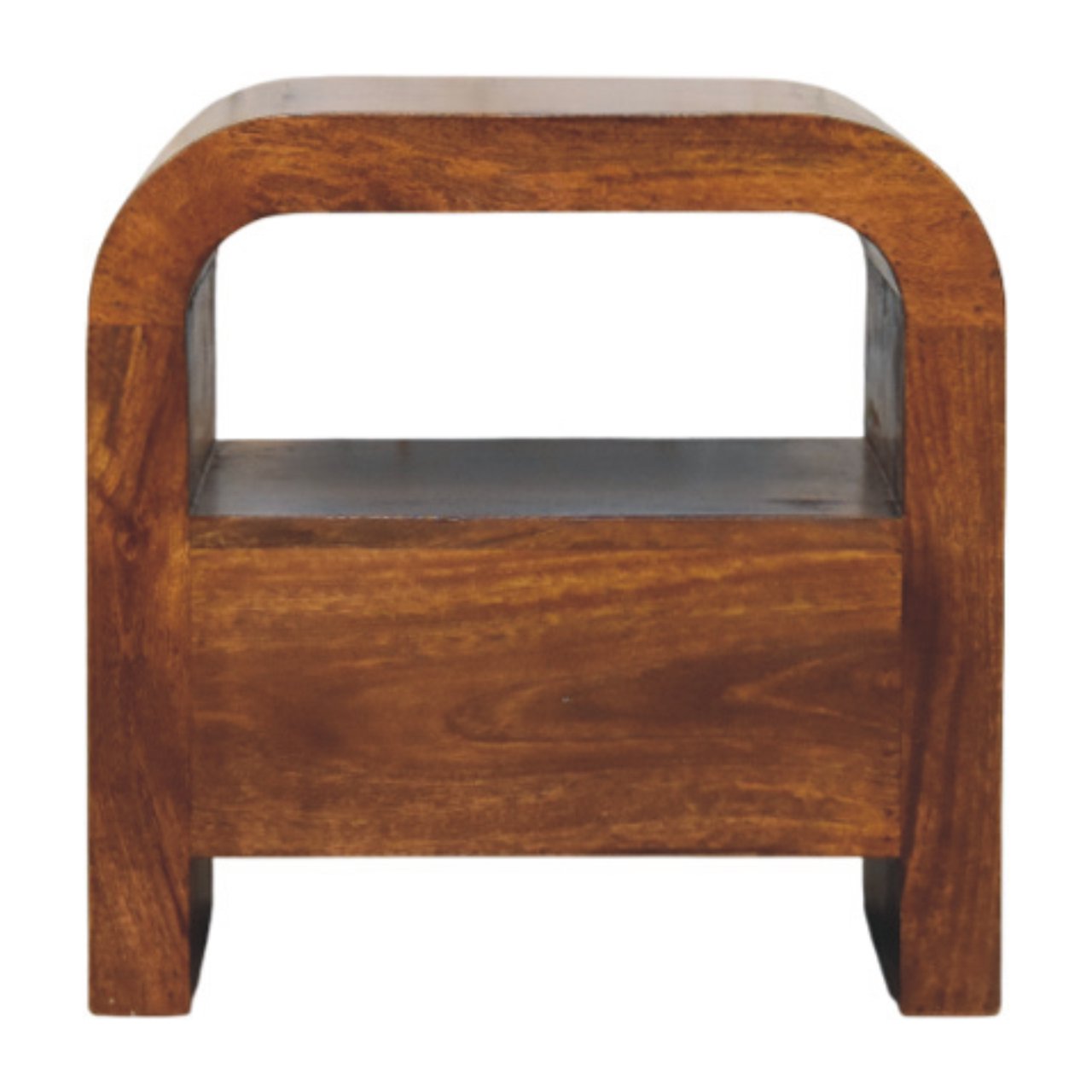 Solid Mango Wood Chestnut Finished 1 Drawer 1 Shelf Darcy Nightstand - Image 8