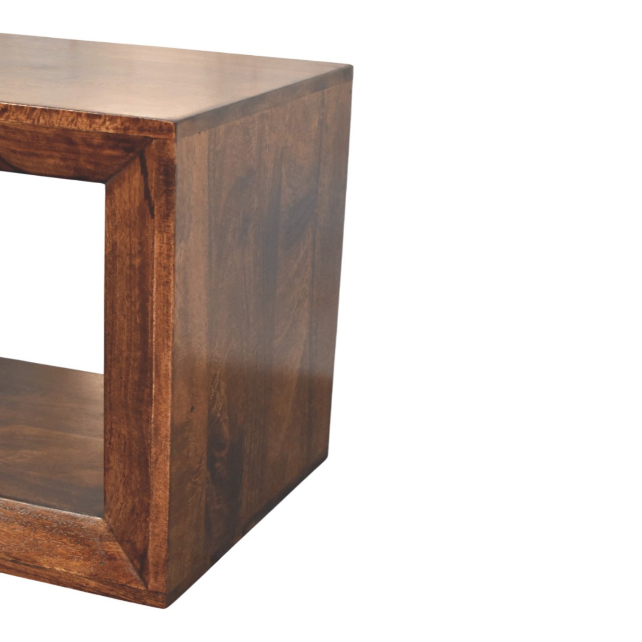 Solid Mango Wood California Walnut Finished Solis Open Side Table - Image 5