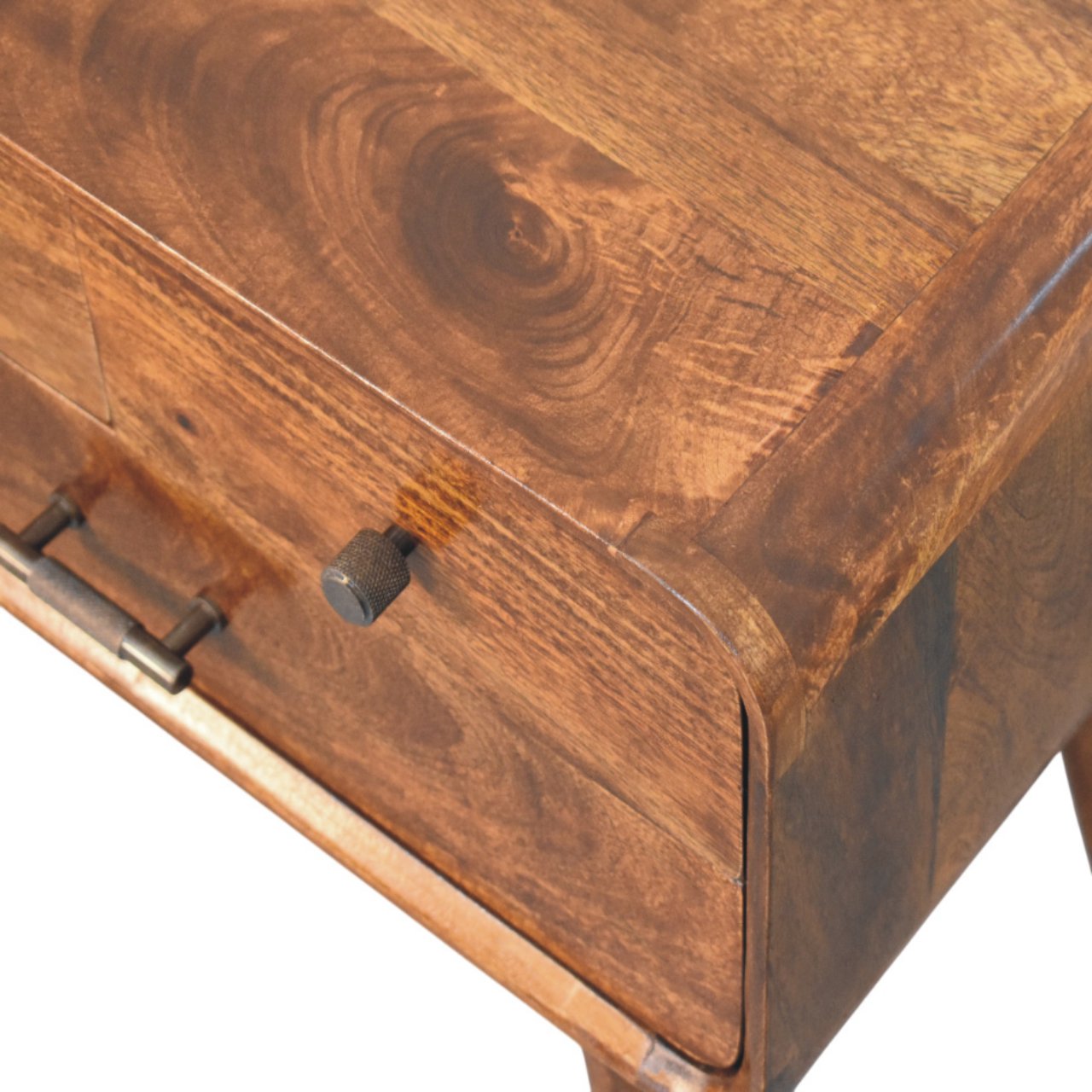 Solid Mango Wood Chestnut Finished 3 Drawer Avora Nightstand - Image 4