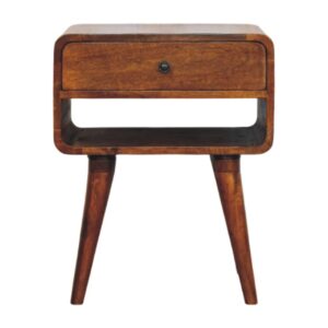 Solid Mango Wood Chestnut Finished 1 Drawer 1 Slot Avora Nightstand